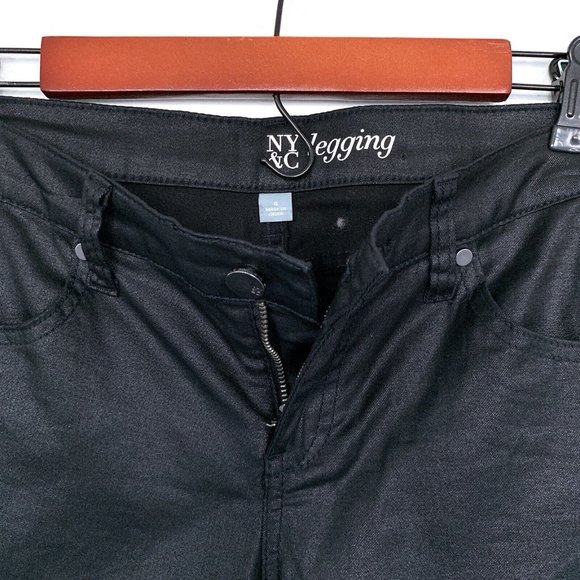 New York & Company Jeans Black Coated Skinny Ankle Zip Leggings - Picture 4 of 9